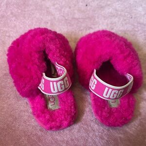 UGG Kids Fluffy Pink Slippers